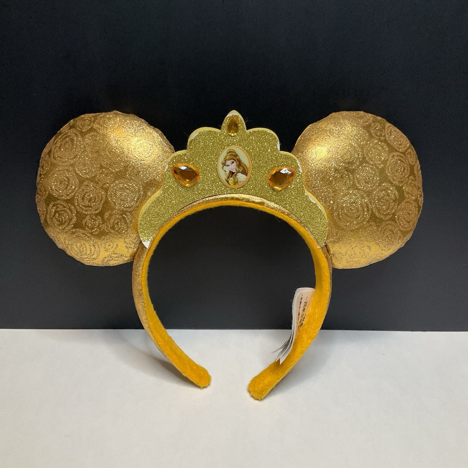 Disney Parks Belle Beauty & The Beast Minnie Mouse Ears Gold Rose Tiara Crown