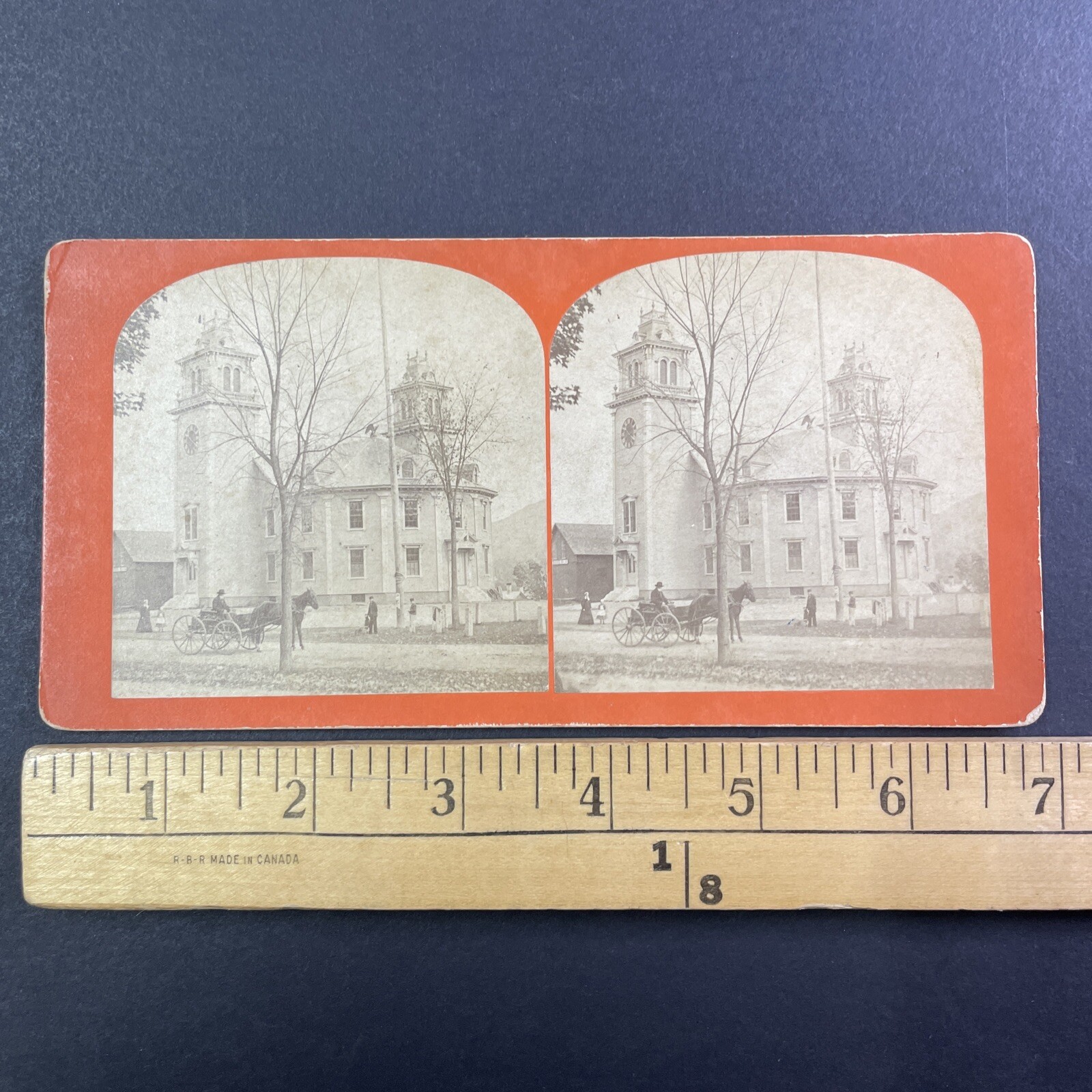 Old Town Hall Claremont NH Stereoview J.A. French 1870s New Hampshire