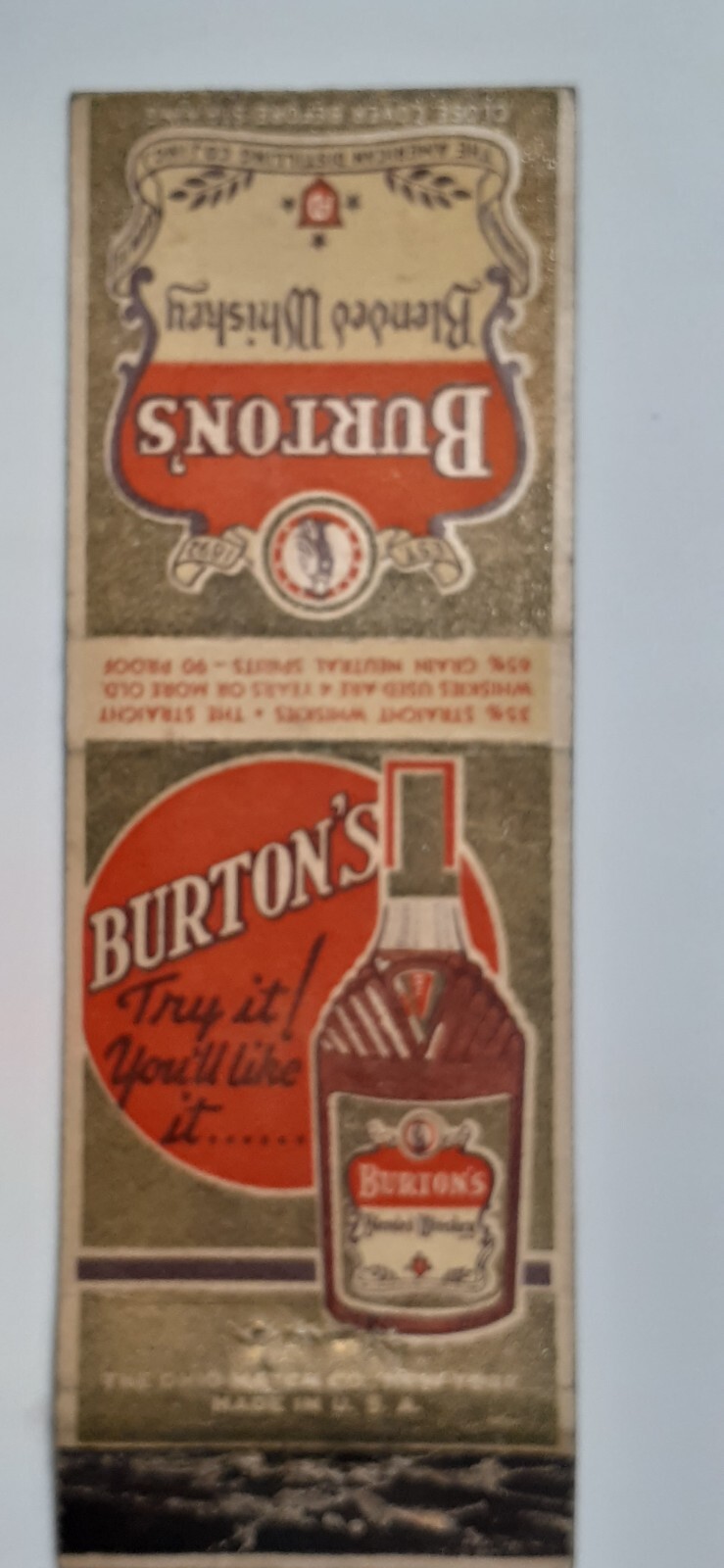 Matchbook Cover - Burton\'s Blended Whiskey