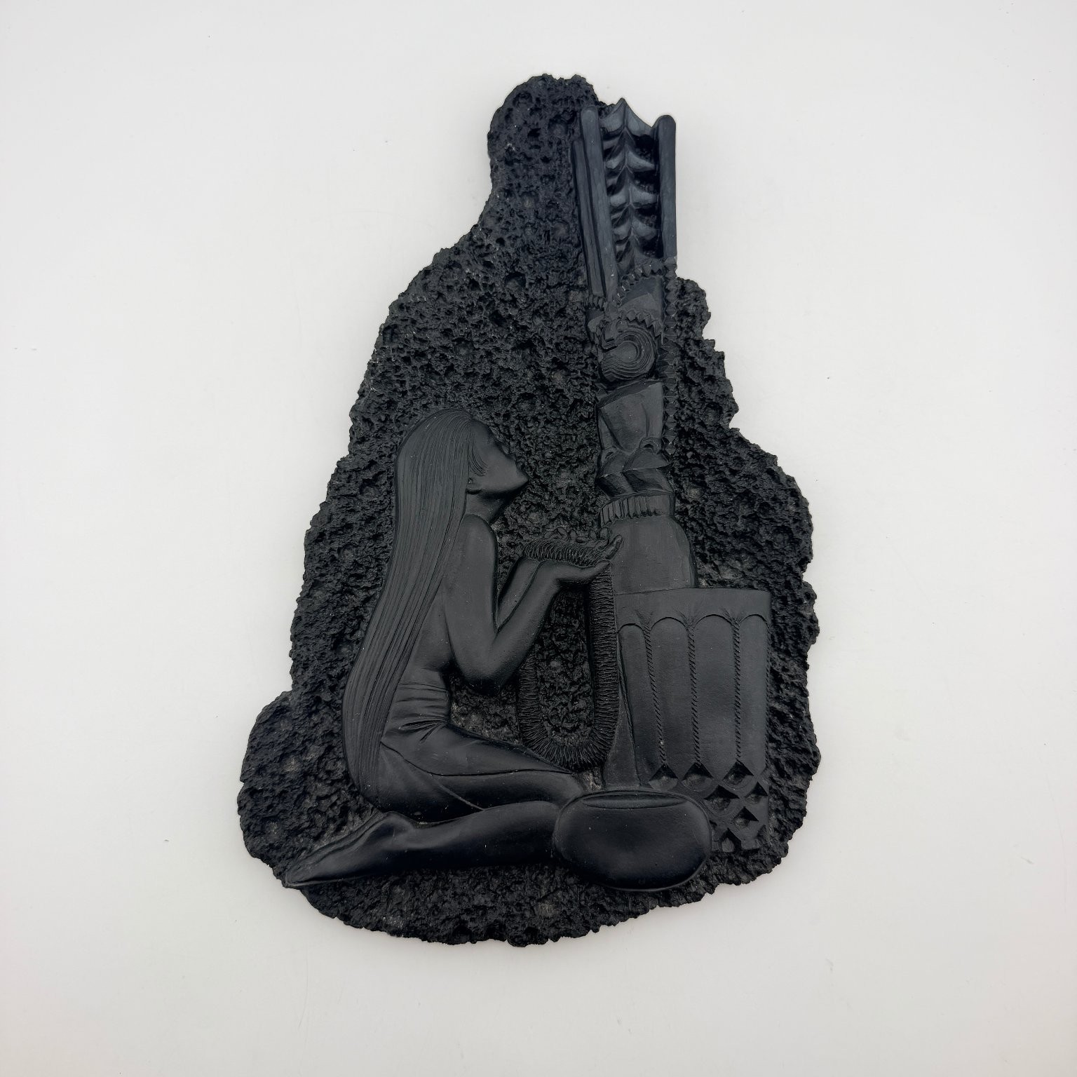 Vintage Coco Joe\'s Hawaiian Lava Tiki Goddess Figurine Wall Plaque Vintage Coco Joe\'s Hawaiian Lava Tiki Goddess Figurine Wall Plaque