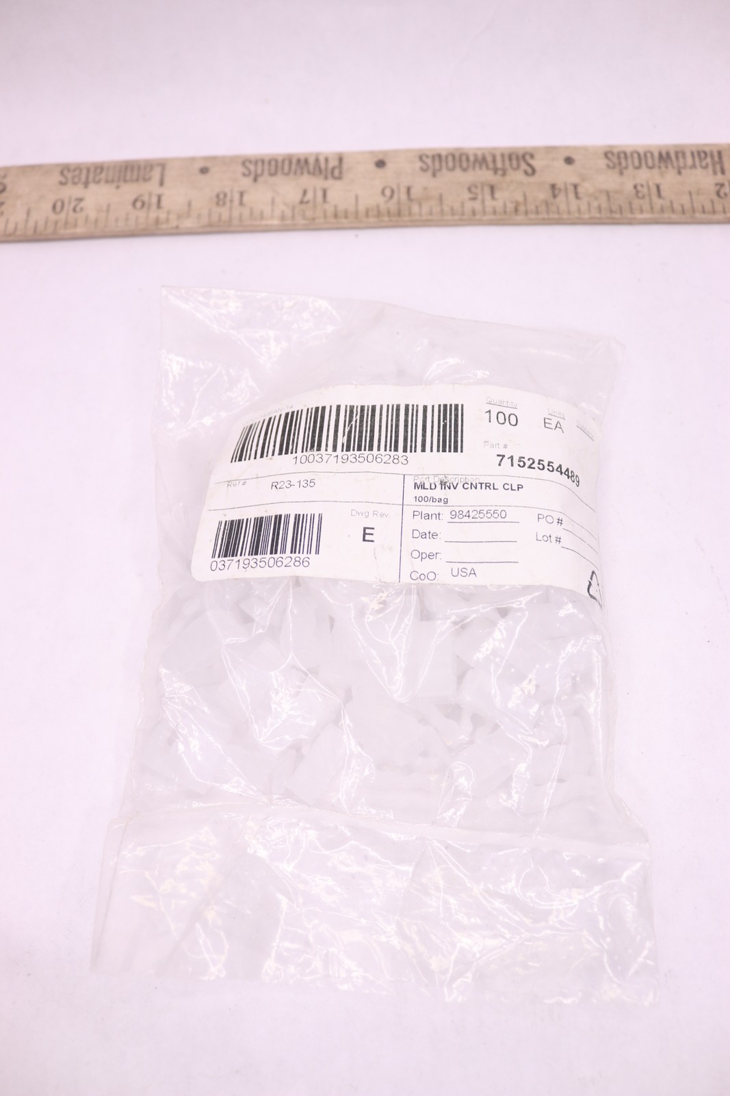(100-Pk) Southern Imperial Inventory Control Clip Clear Plastic 