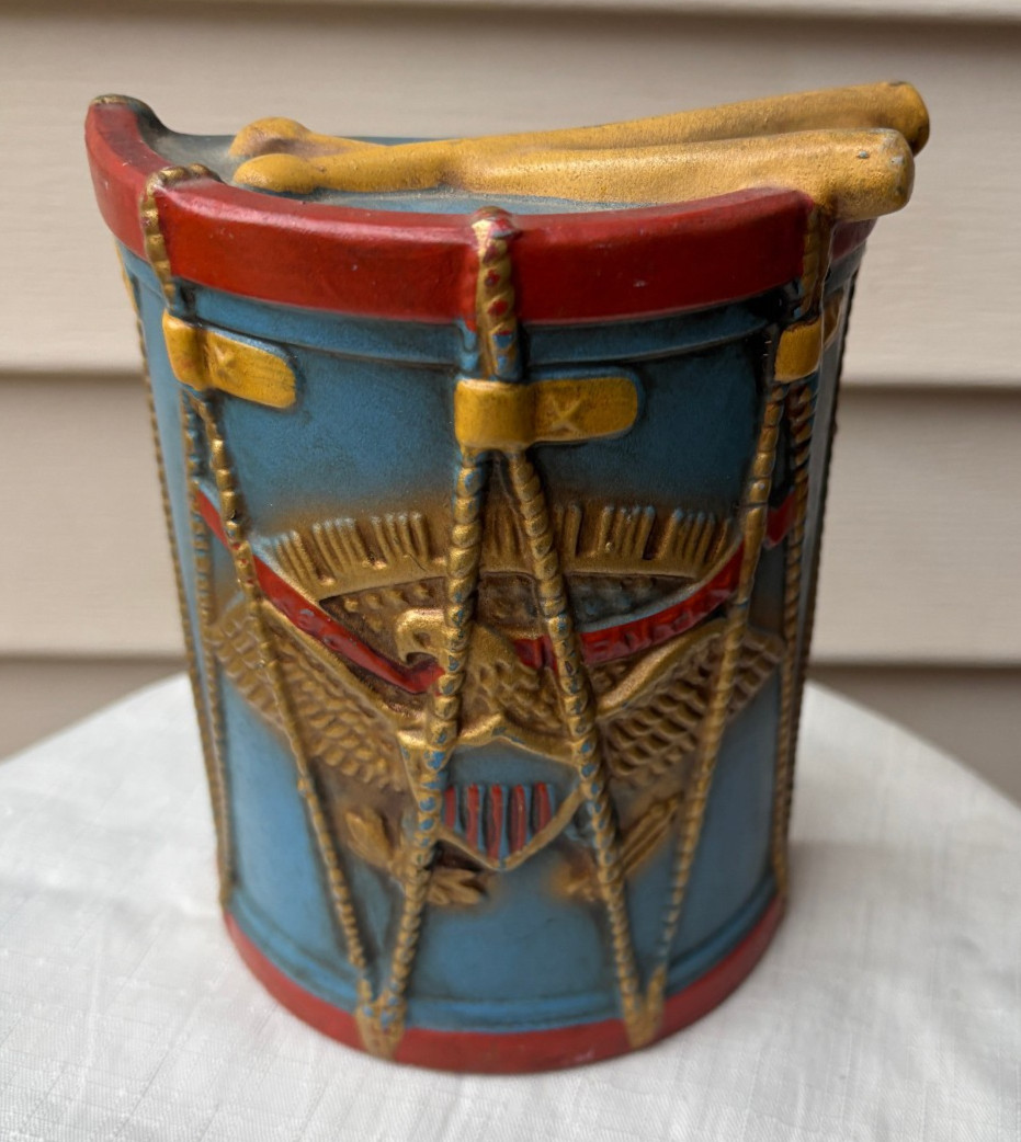 Vintage Lego Colonial Revolutionary Style Drum Bookend w/ Eagle - 6” Tall