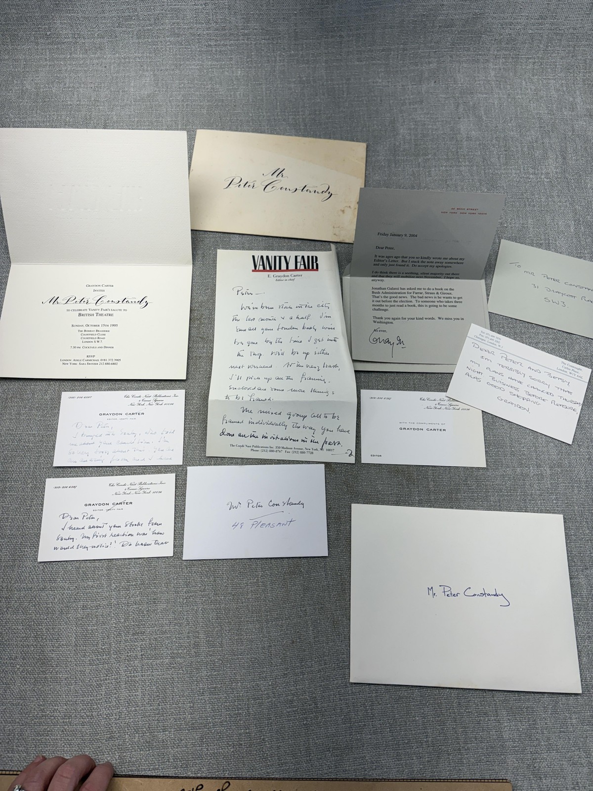 Vintage Graydon Carter Vanity Fair Letter Lot British Theatre Correspondence USA