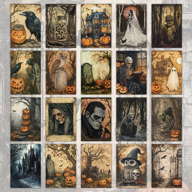 20 Halloween Postcard Lot Spooky Sepia Witches Frankenstein Owl Raven Ghost Crow 20 Halloween Postcard Lot Spooky Sepia Witches Frankenstein Owl Raven Ghost Crow