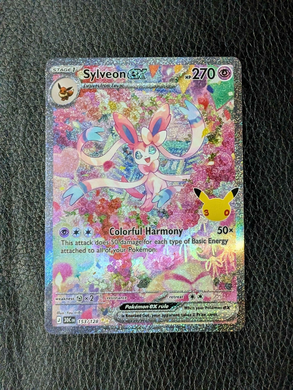 Pokémon TCG Sylveon ex 153/128 30th Anniversary Full Art Holo English Pokémon TCG Sylveon ex 153/128 30th Anniversary Full Art Holo English