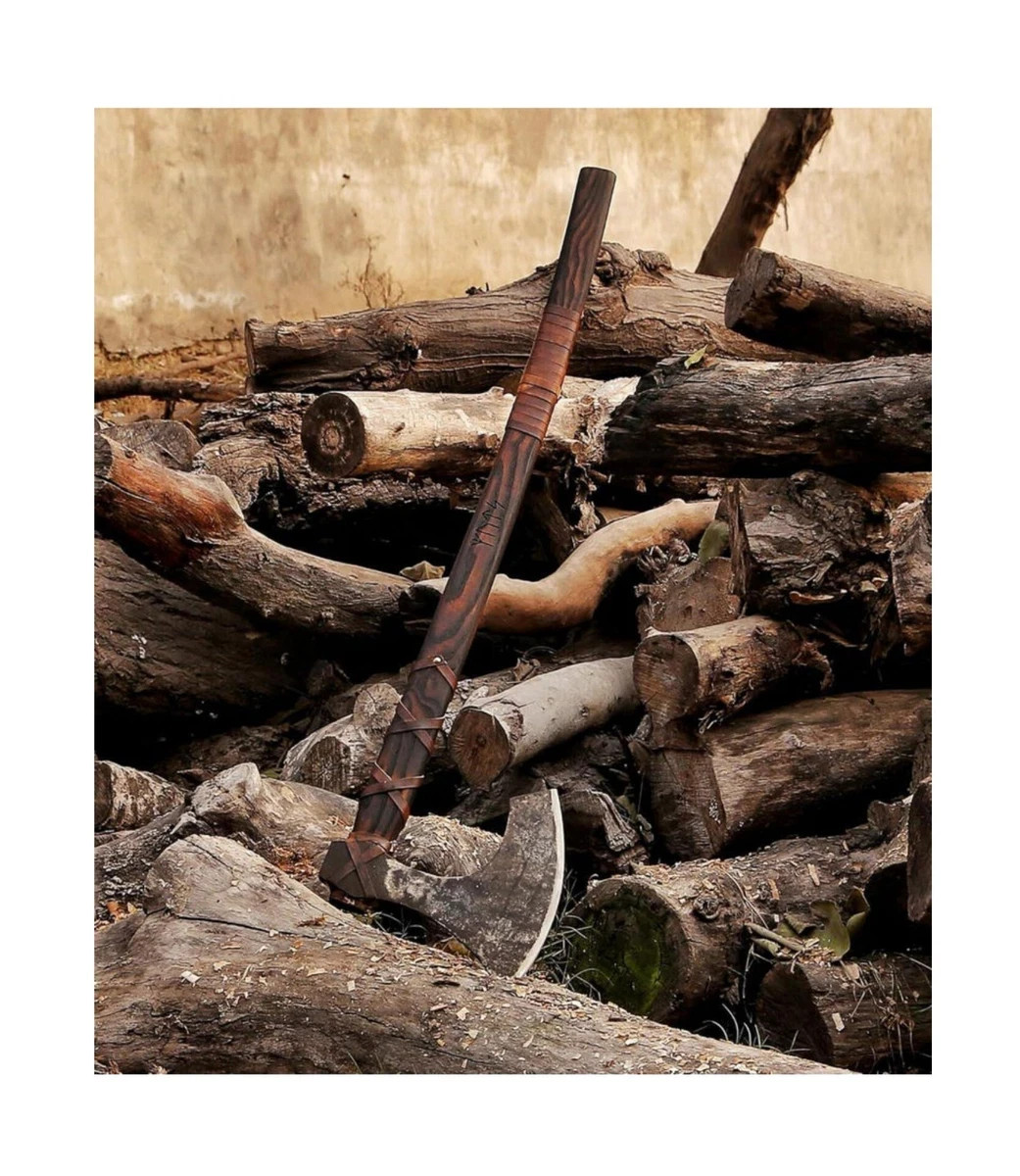 Custom Handmade Carbon Steel Blade Two Handed Viking Axe | Hunting Axe Camping G