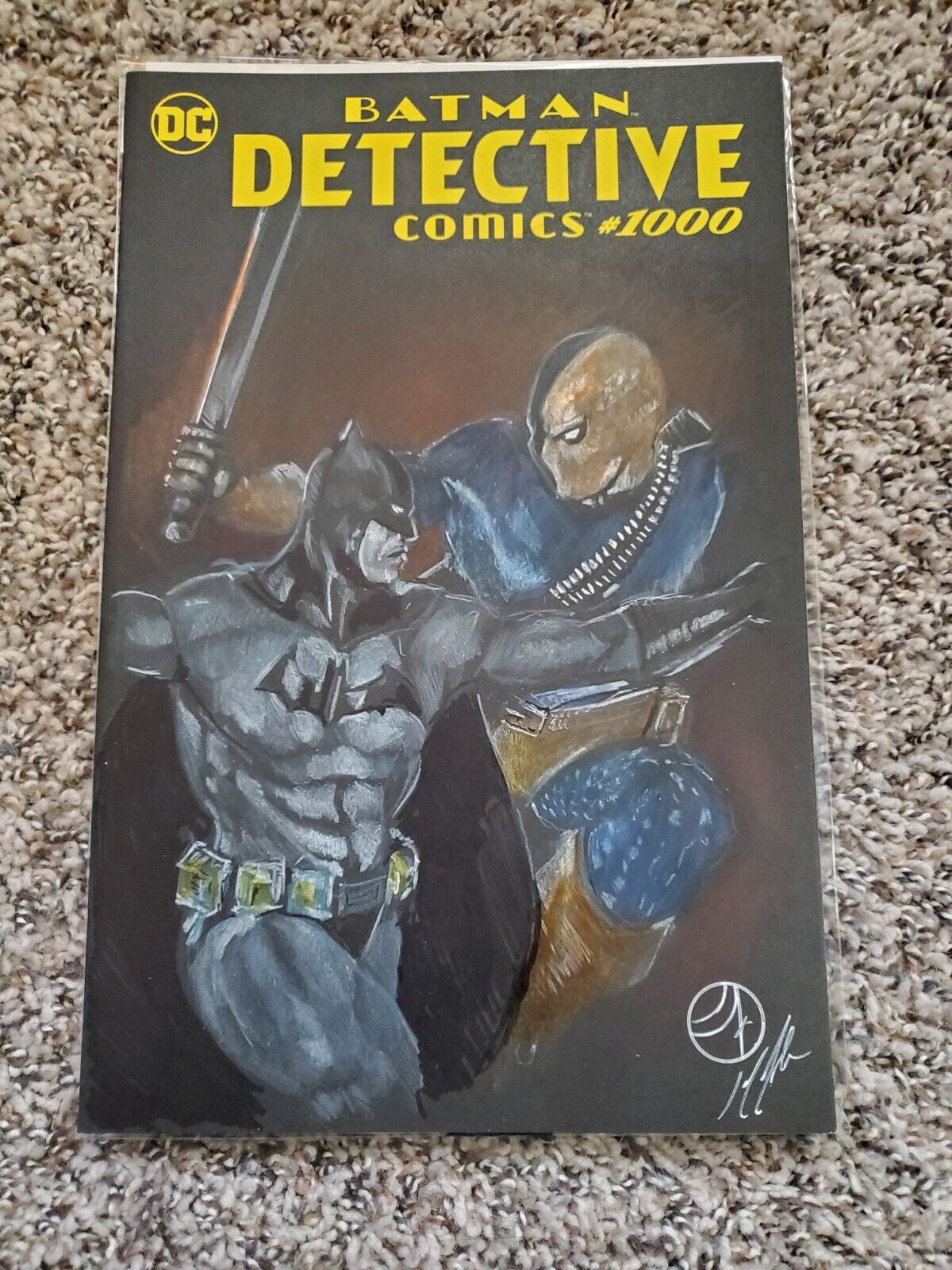 Detective Comics #1000 Blank w/Batman vs Deathstroke Sketch By Jay Fife