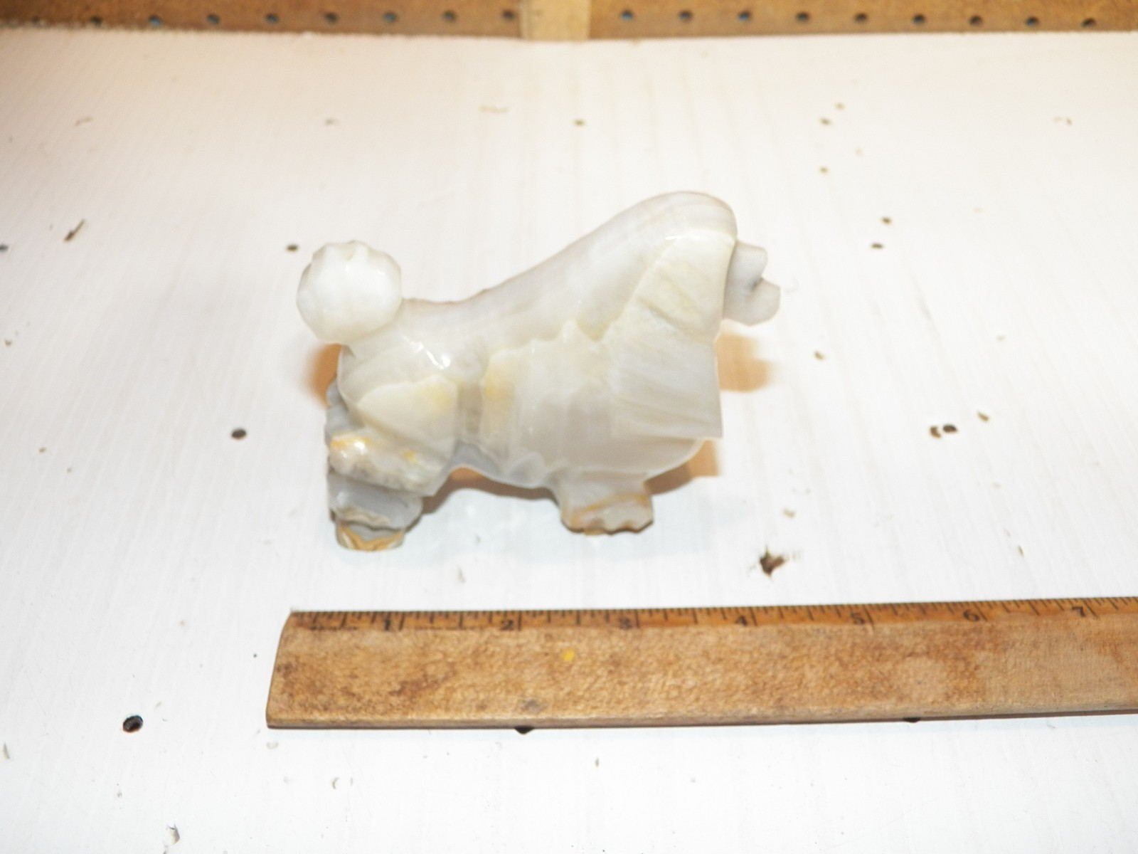 Vintage Onyx Alabaster Marble Stone Carved Poodle Dog Figurine