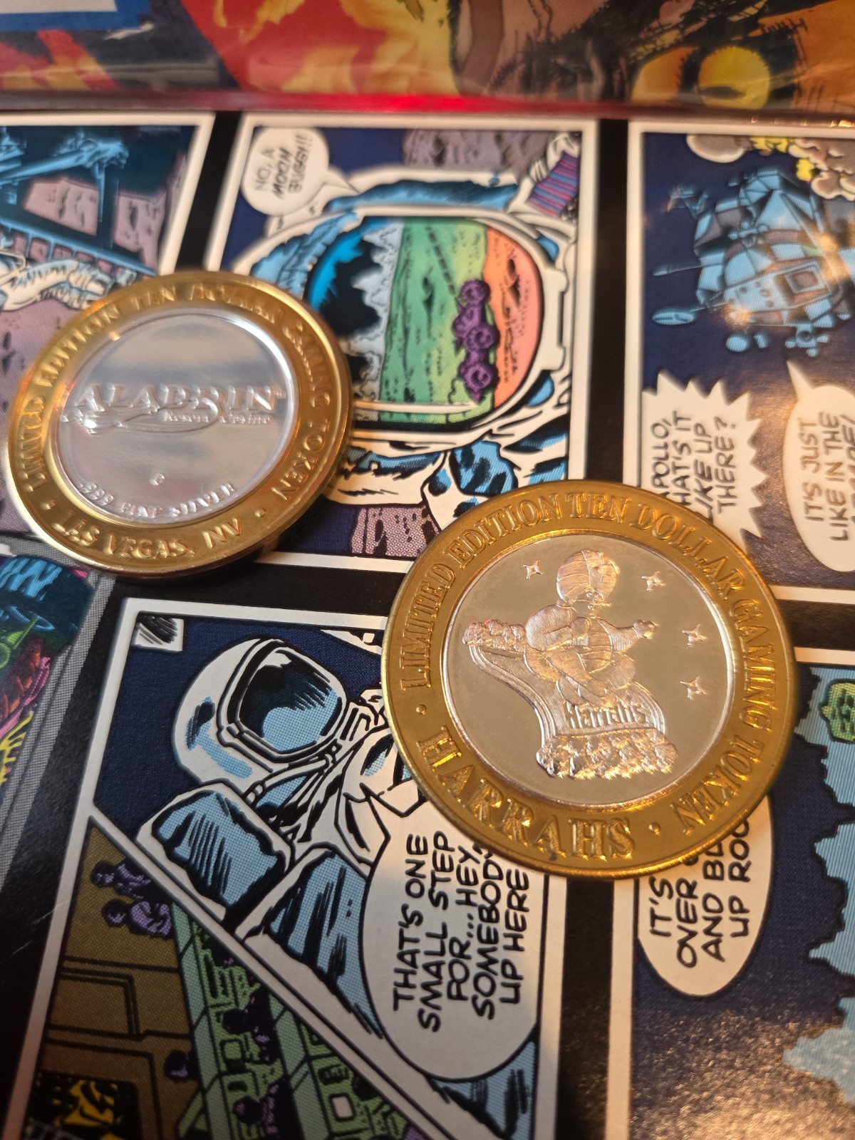 Harrah’s Lake Tahoe + Aladdin $10 Limited Edition .999 Silver Casino Token Pair