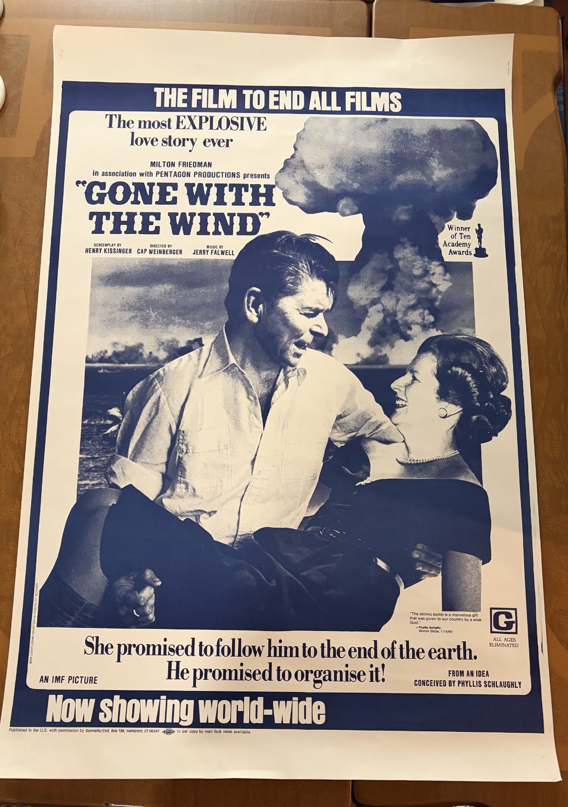 1980s Ronald Reagan Margaret Thatcher Gone With The Wind Socialist Poster