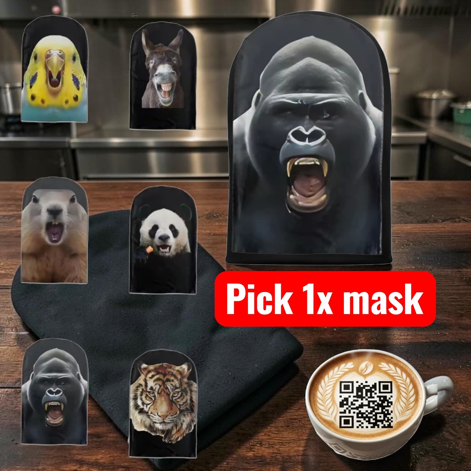 PICK 1X Funny Animal Mesh Face Mask Breathable Cosplay HALLOWEEN TIGER GORILLA 