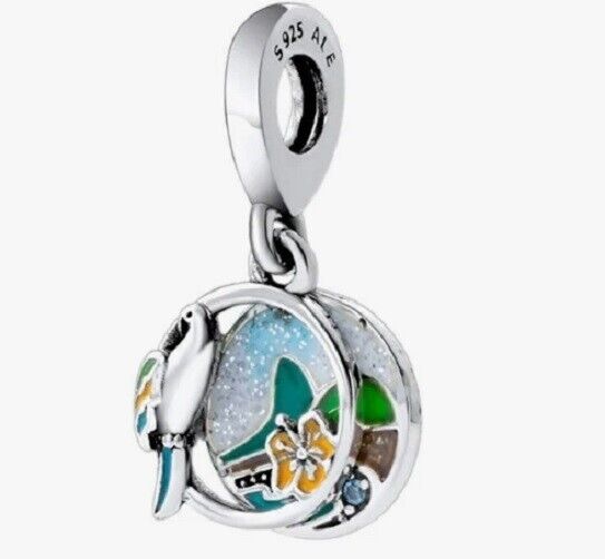 New Pandora Sterling Silver Love Brazil Dangle Charm w/pouch