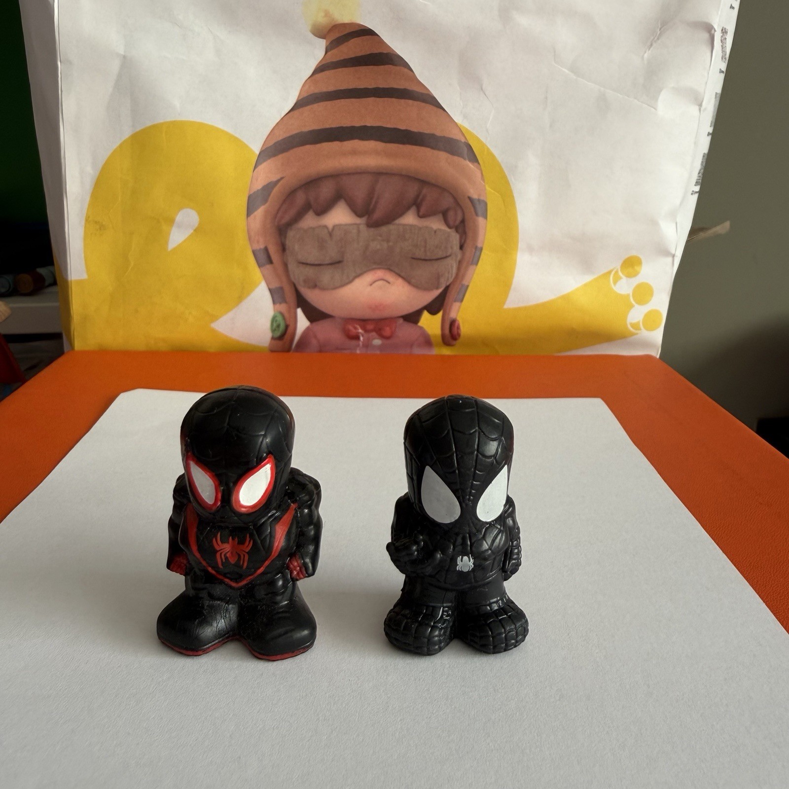 2 rare Ooshies Marvel Spider-Man Black Suit &  Miles Morales Spider-Man