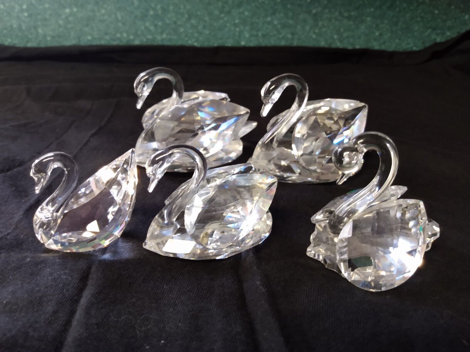 Lot of Five Swarovski Crystal Swan Figurines No Box