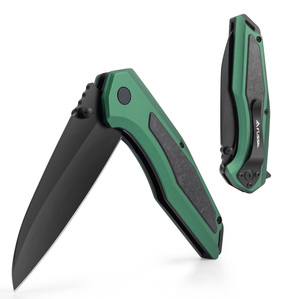 FLISSA Folding Pocket Knifew/Carbon Fiber Aluminium Handle  SANDVIK 14C28N Blade