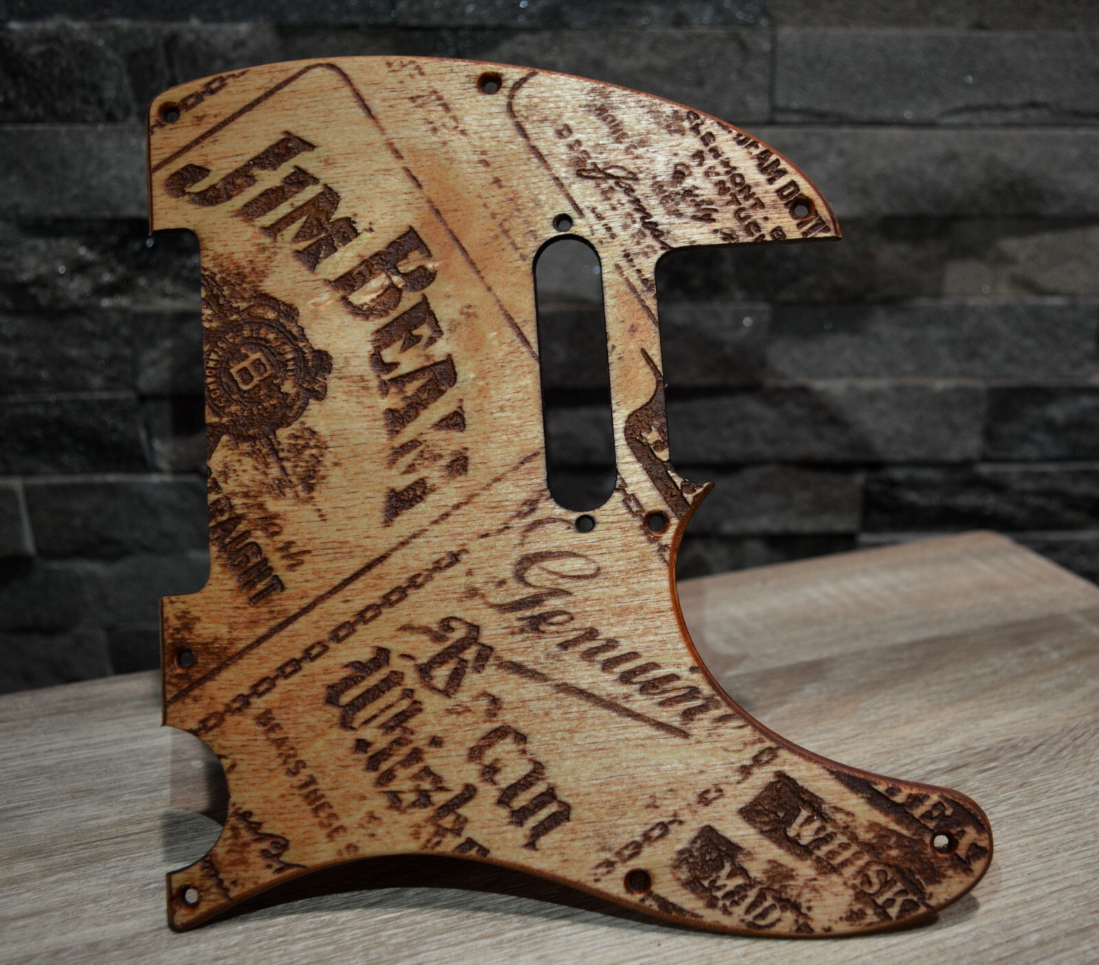 Distressed Vintage Jim Beam Label Pickguard - Fits Fender Telecaster - USA Made Distressed Vintage Jim Beam Label Pickguard - Fits Fender Telecaster - USA Made