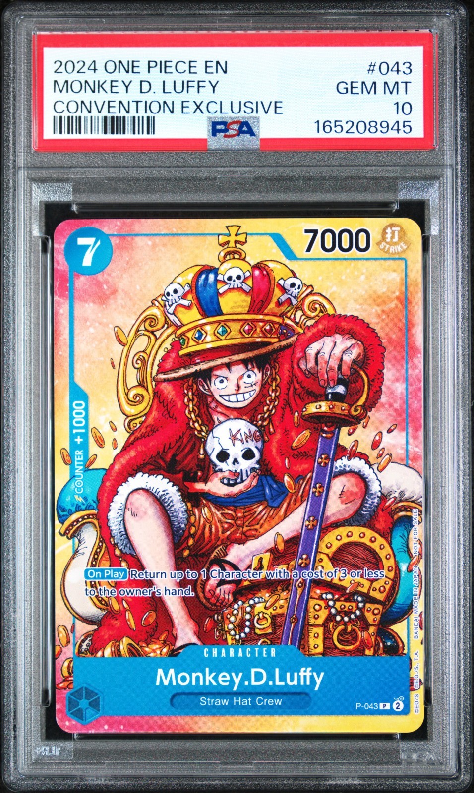 2024 ONE PIECE PROMOS #043 MONKEY D. LUFFY CONVENTION EXCLUSIVE PSA 10