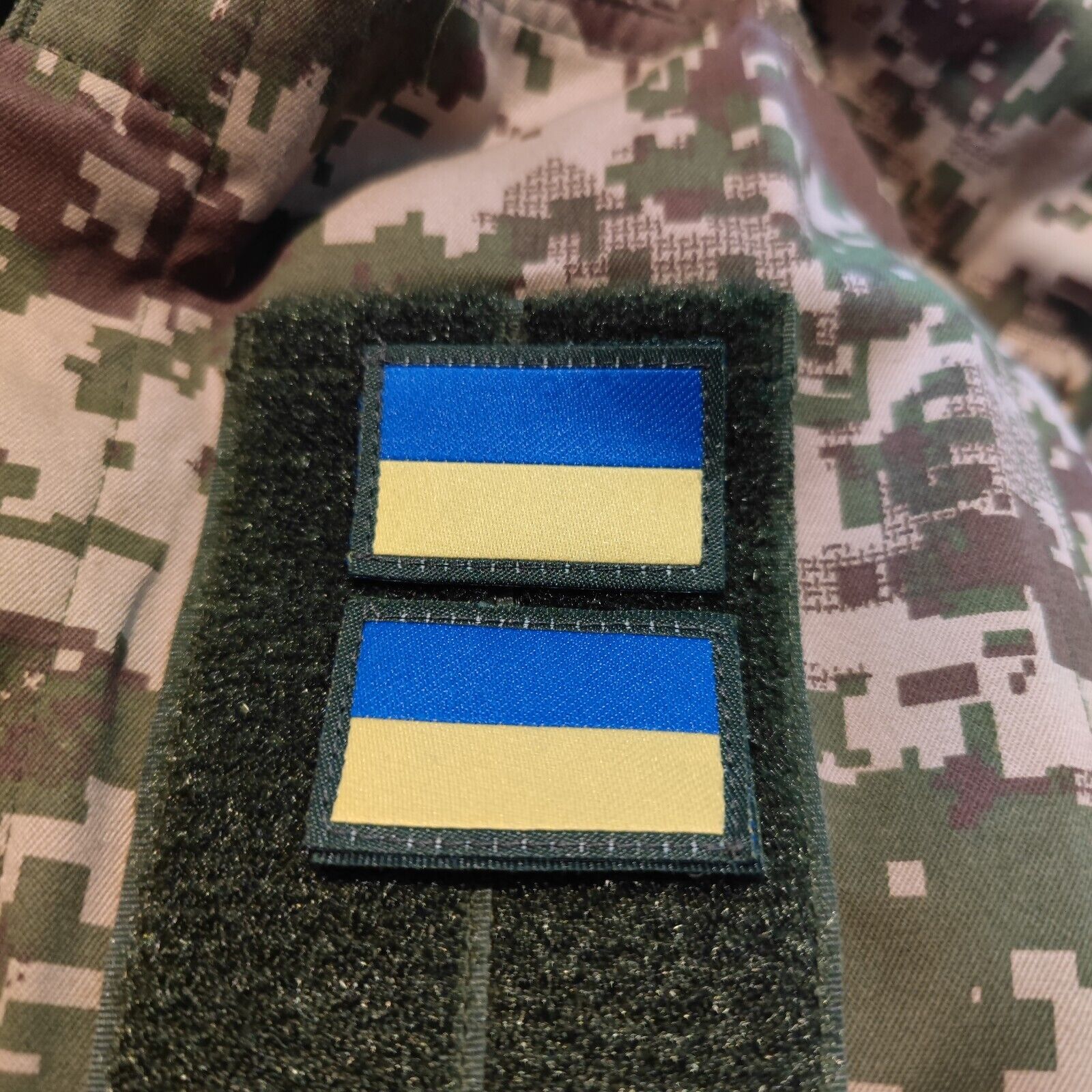 Two Flag Patches From Original Ukraine Army Combat Shirt 