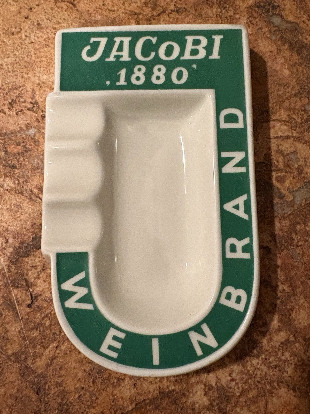 Jacobi 1880 Weinbrand Porcelain Ashtray Johann Haviland Bavaria MCM Cigar Tray