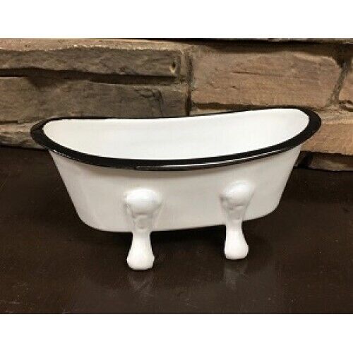 NEW Vintage Style Enamelware SOAP Dish Holder - CLAW FOOT Bath Tub 
