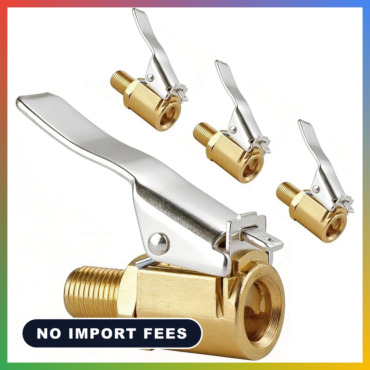 4Pack Brass Locking Air Chuck for Tire Valves Quick Connect Adapter