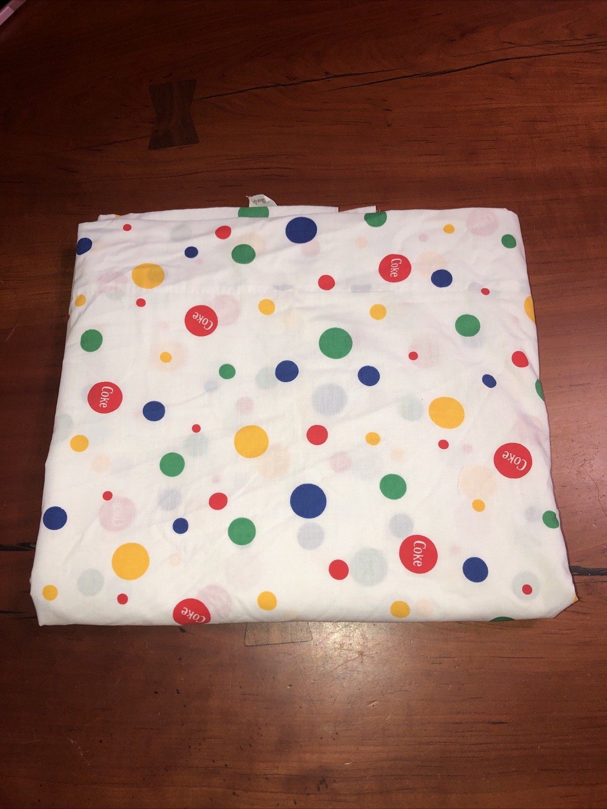 Coca-Cola Coke Polka Dotted Vintage St Mary’s Full Flat Top Sheet Percale 50/50 Coca-Cola Coke Polka Dotted Vintage St Mary’s Full Flat Top Sheet Percale 50/50