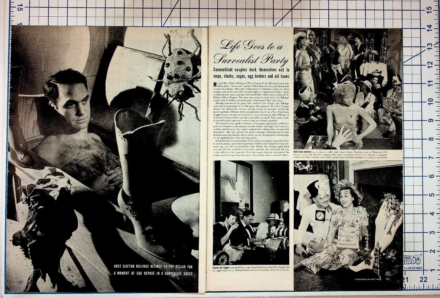 1940s Life Magazine Surrealist Party Photos Champion Spark Plugs Yello-Bole