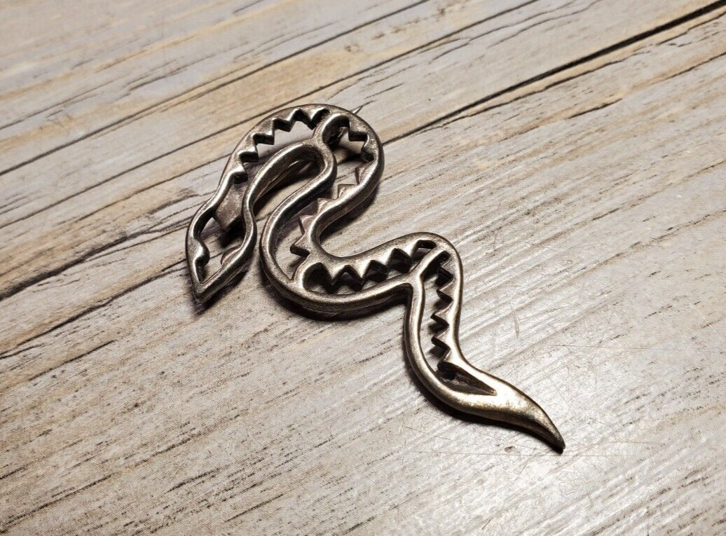 Vintage MS Begay Native American Navajo Sterling Serpent Snake Pin Brooch