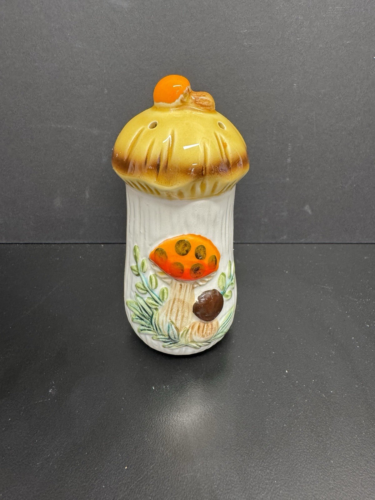 Vintage 1977 Sears Merry Mushroom Ceramic Spice Shaker 1970s Kitchen Decor 