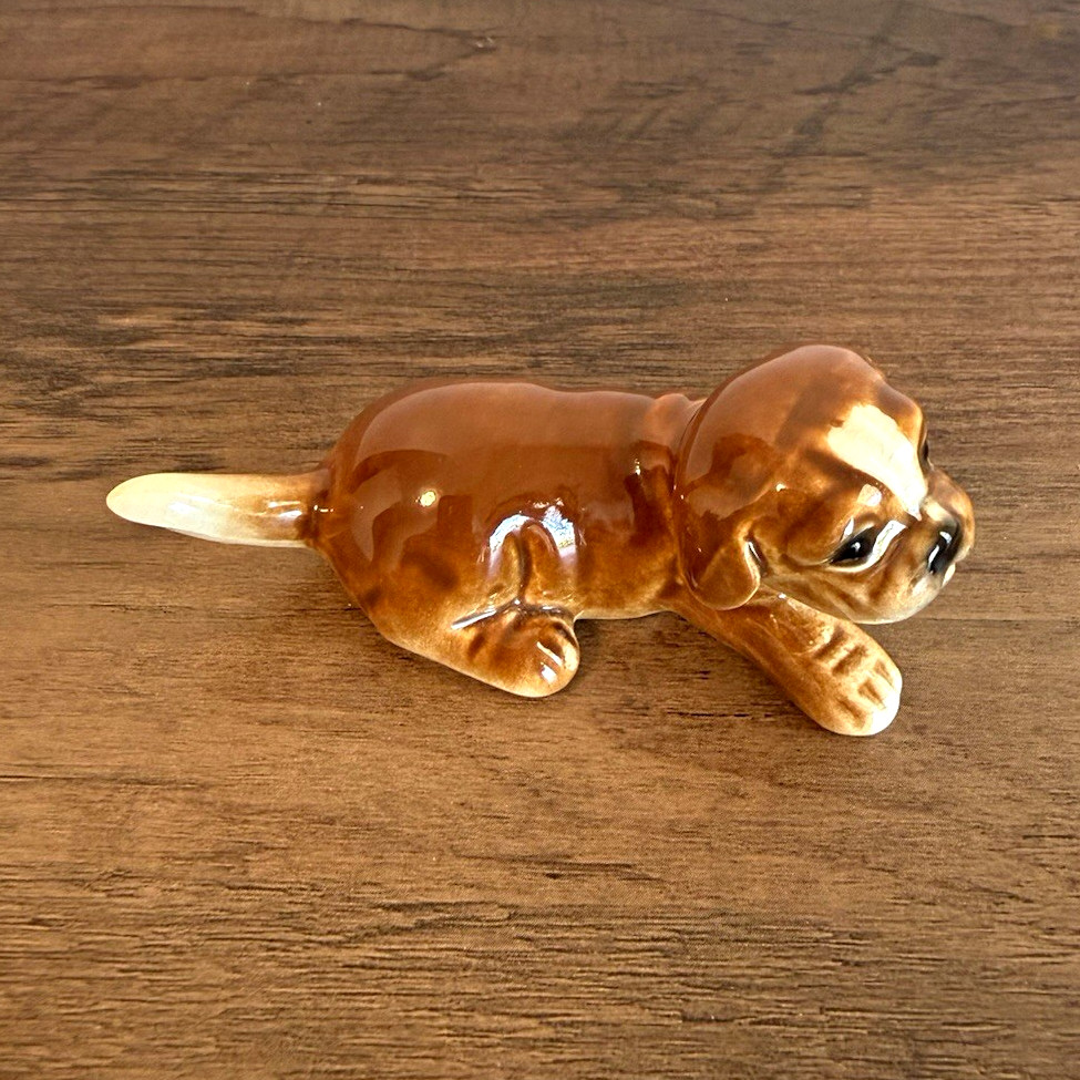 Goebel W Germany Porcelain Dog Figurine Brown Lying Puppy Non Breed Specific