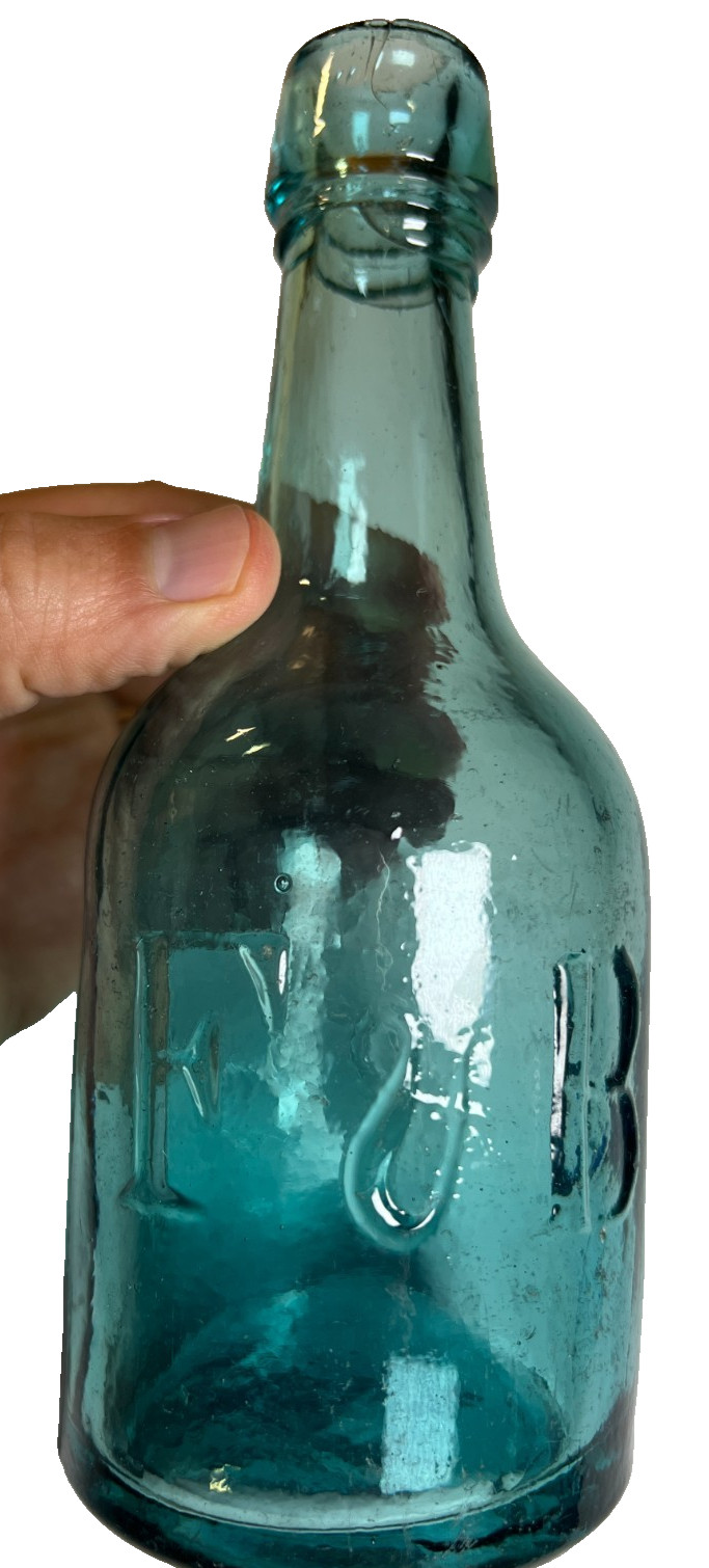 Antique Fairbanks & Beard Star Porter Bottle Deep Teal Applied Top Boston MA F&B