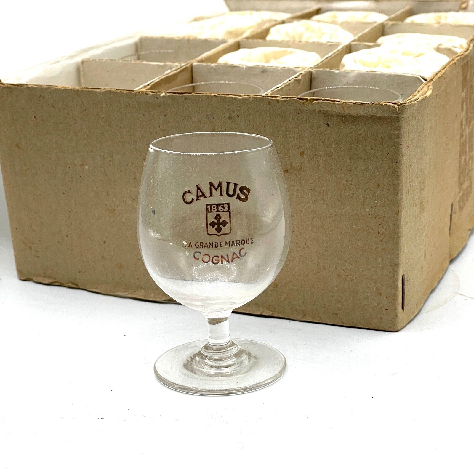 NIB Vintage Camus La Grande Marque Mini Cognac Snifter Collectible Glasses S/12
