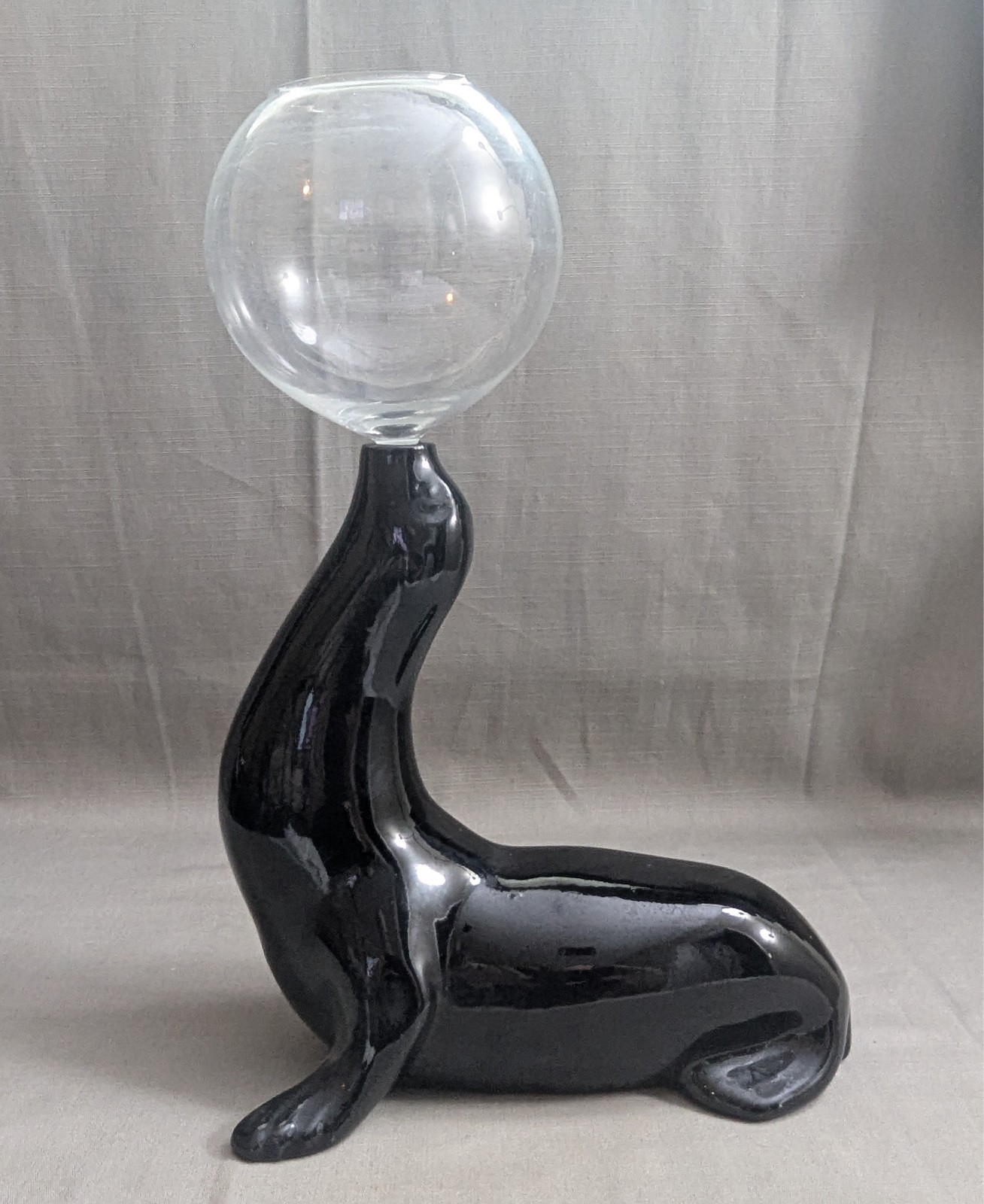 VTG Camark Pottery BLACK SEAL Fish Bowl Holder Figurine ART DECO - Original Bowl