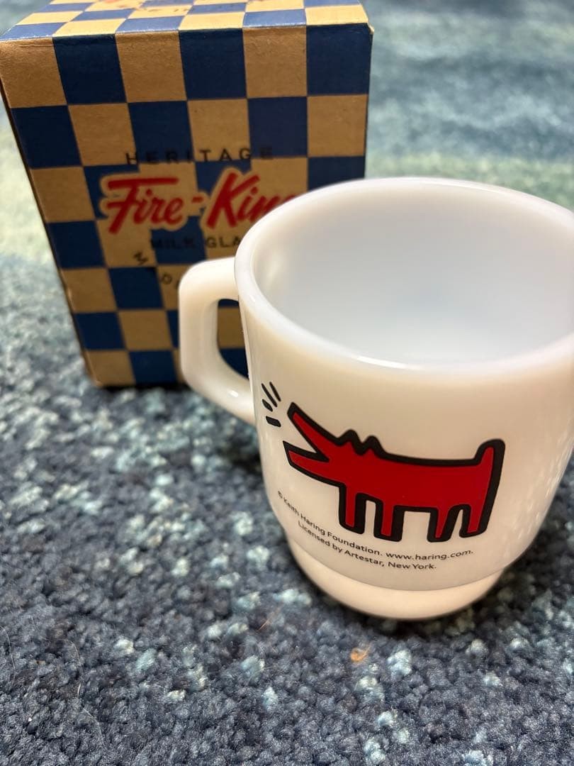 Keith Haring Fire King 2-Piece Mug Set Vintage Collectible Ceramic