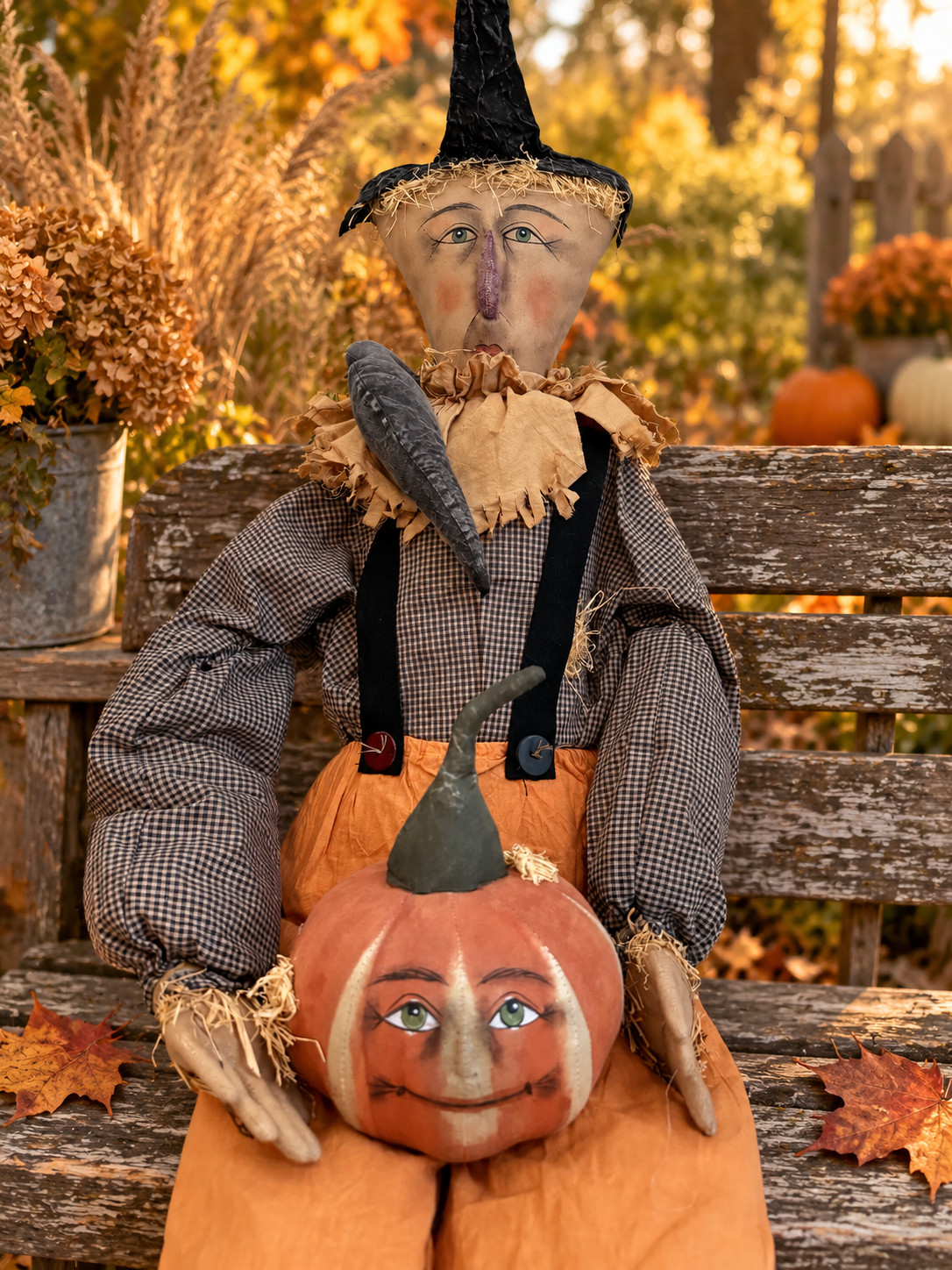 Joe Spencer Gathered Traditions Slouchy Scarecrow 36” Halloween Fall Gallerie II