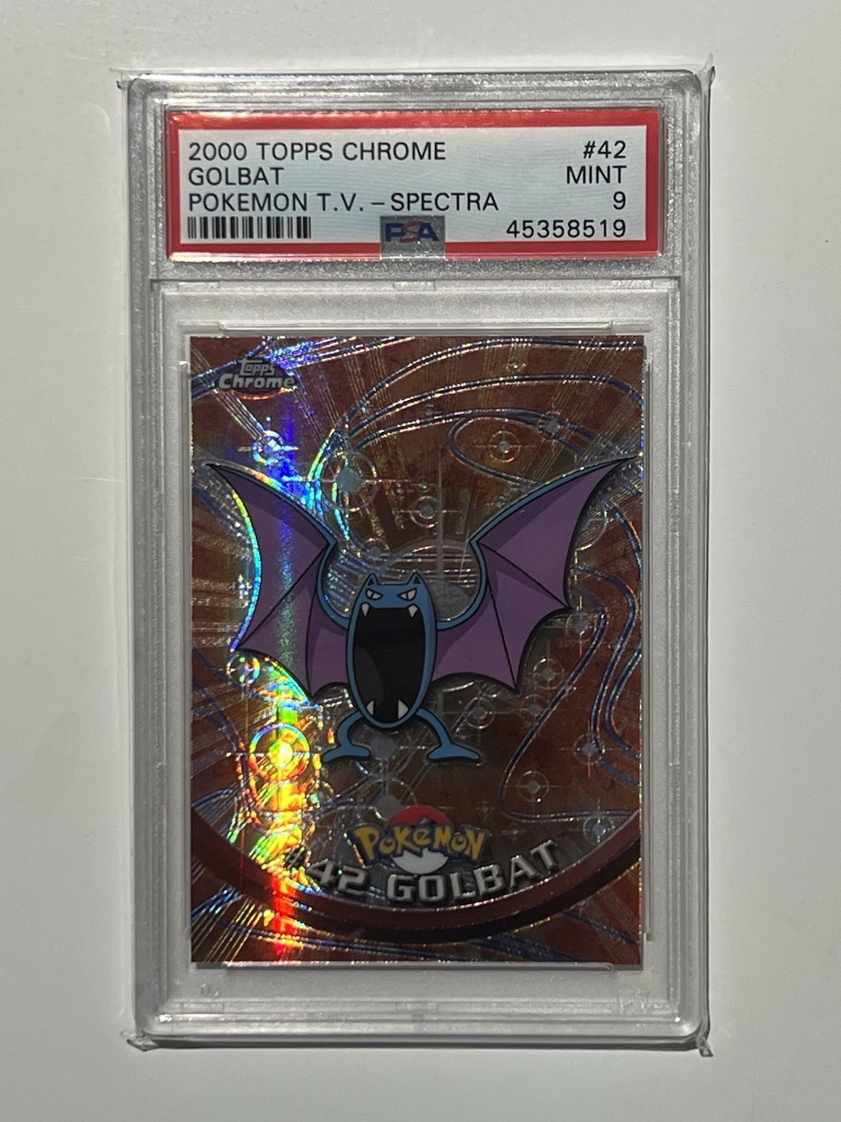 PSA 9 Golbat #42 Spectra Refractor 2000 Topps Chrome Pokemon TV Series 1 MINT