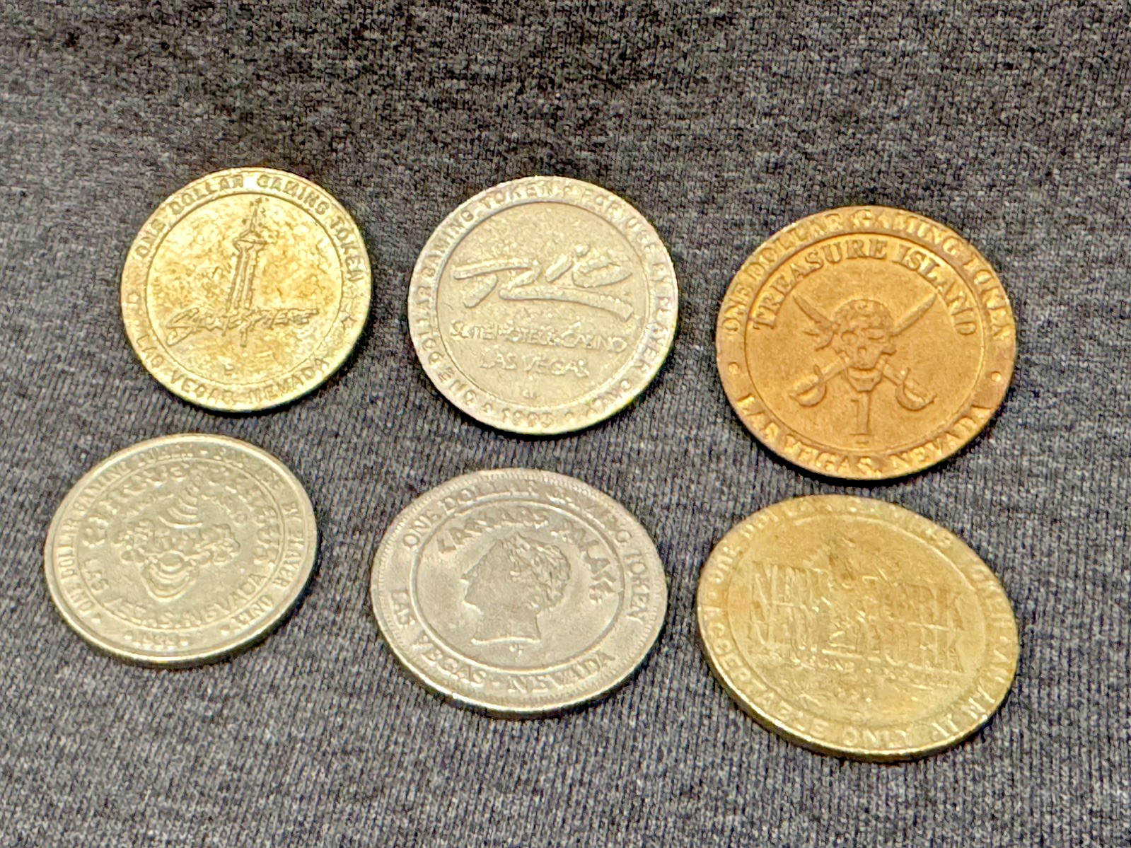 Vintage Las Vegas $1 Casino Token Lot – TI, NYNY, Caesars, Circus Circus, Strato