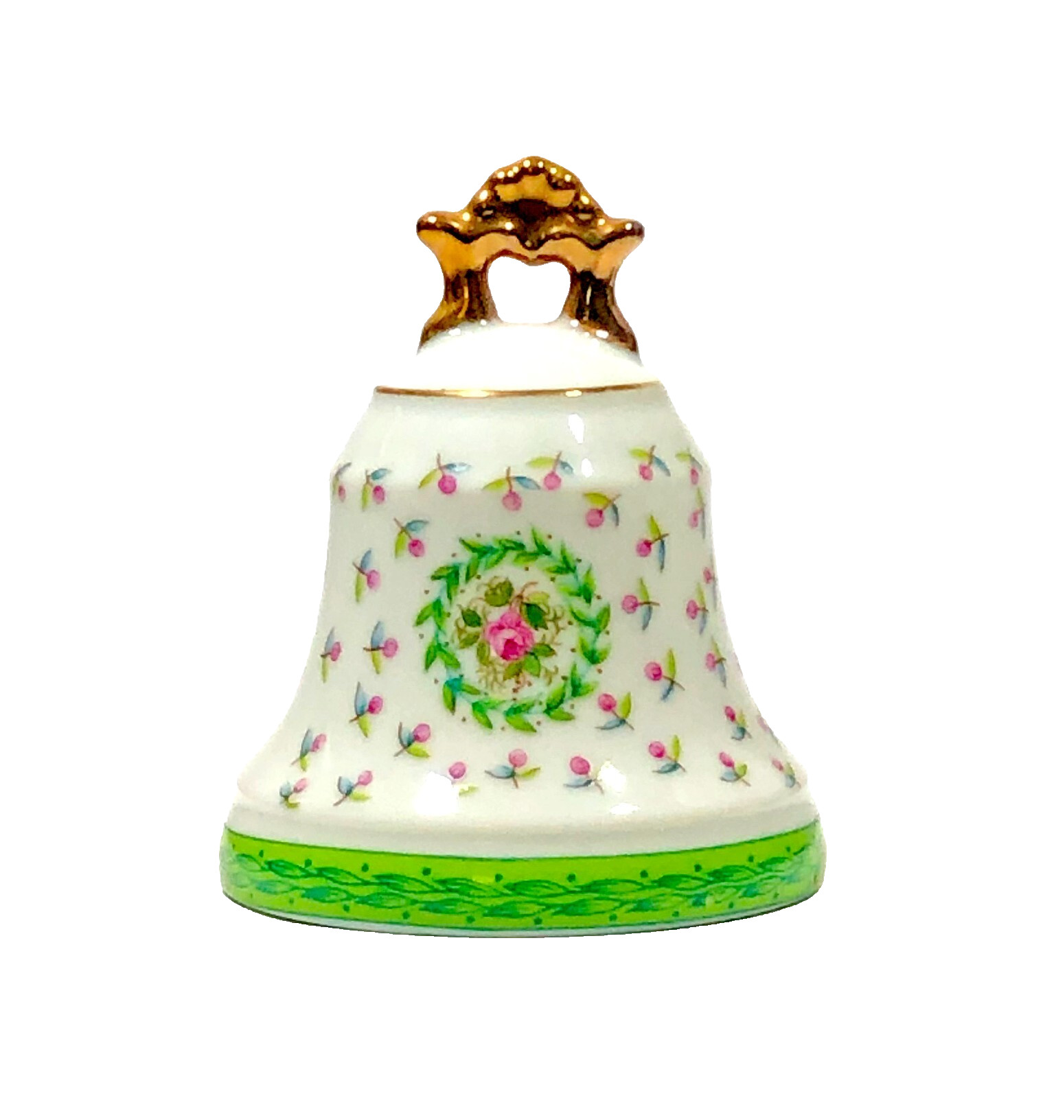 Lefton Bell Pink Roses Floral 22K Gold Trim Handle Porcelain Japan 2012 C323 Lefton Bell Pink Roses Floral 22K Gold Trim Handle Porcelain Japan 2012 C323