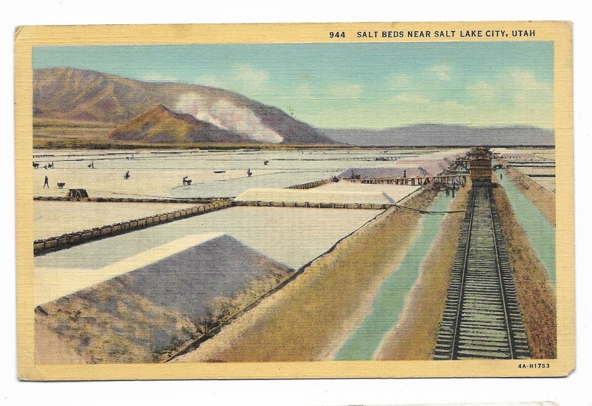 Postcard Salt Beds Near Salt Lake City Utah Vintage Postcard Posted Linen
