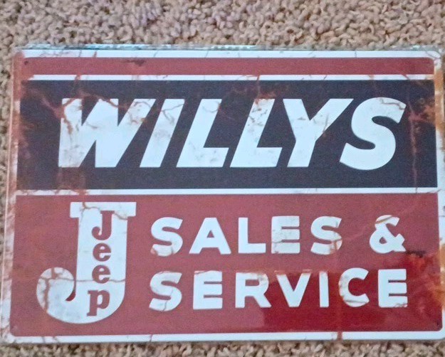 Willys Jeep Sales & Service Metal Sign Red White Black Automobiles Willys Jeep Sales & Service Metal Sign Red White Black Automobiles