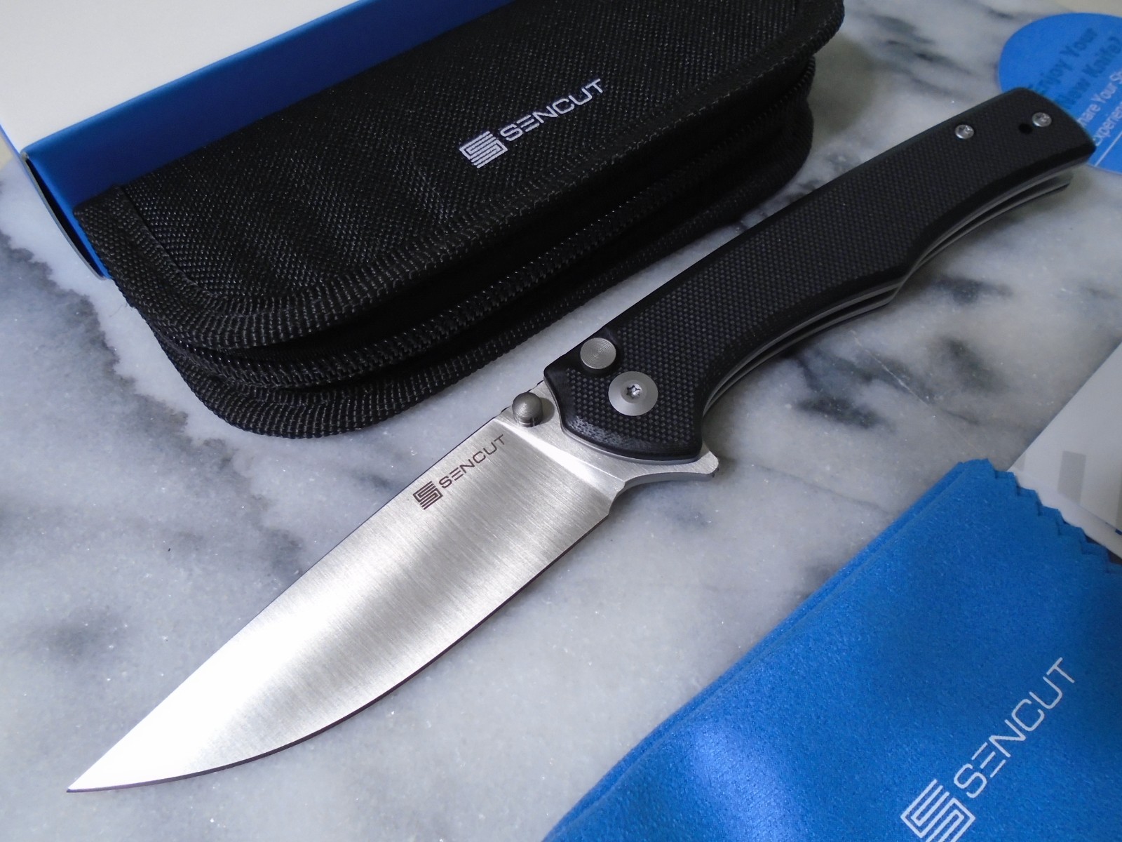 Sencut Crowley Ball Bearing Pivot Pocket Knife D2 Black G10 Folder S21012-4 New