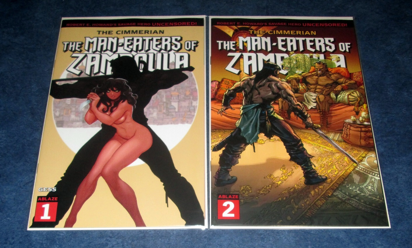 CONAN CIMMERIAN the MAN-EATERS of ZAMBOULA 1 2 B variant 1st print set ABLAZE NM