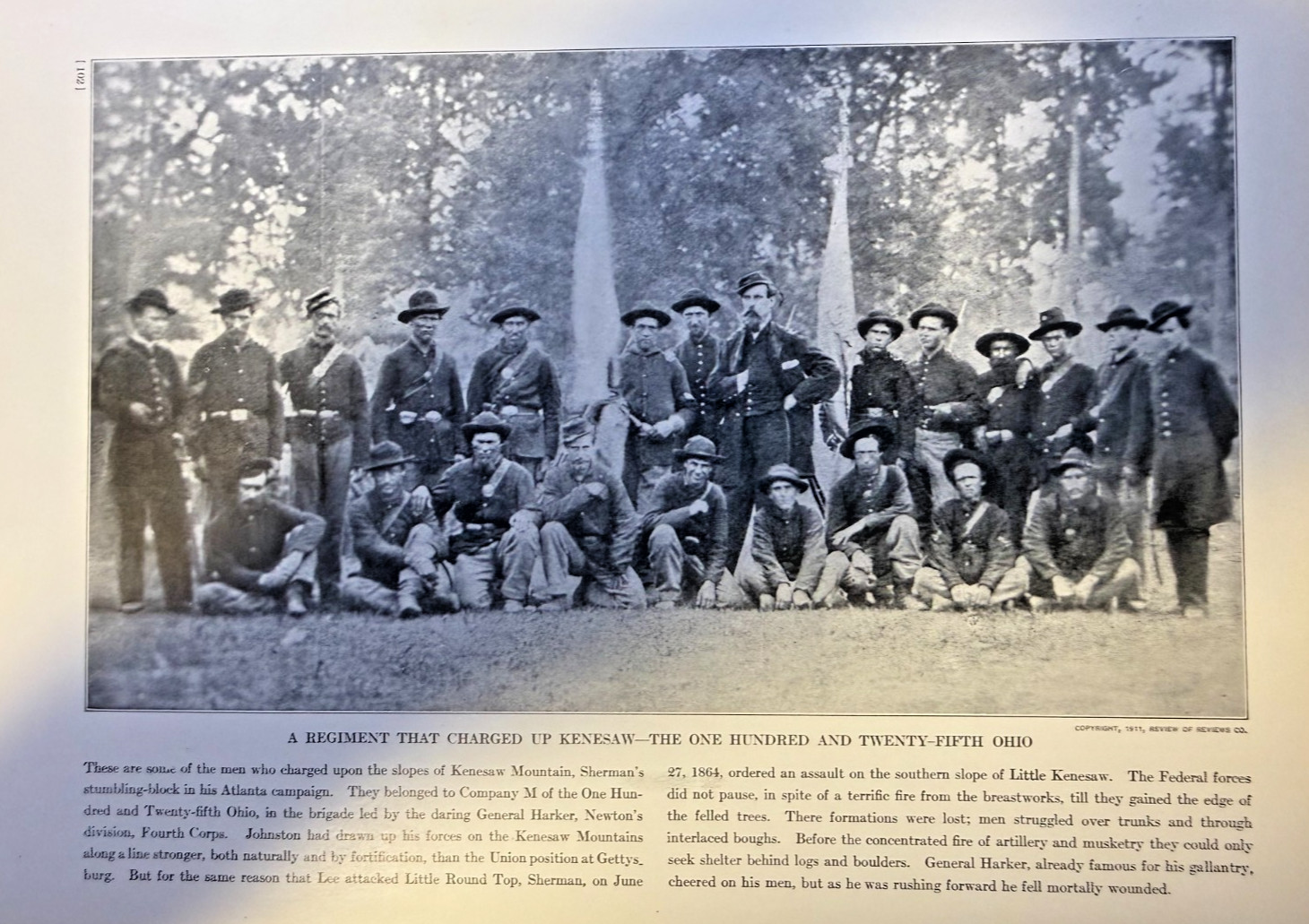 1912 Illustration 125th Ohio Regiment Company M Kenesaw Mountain Civil War