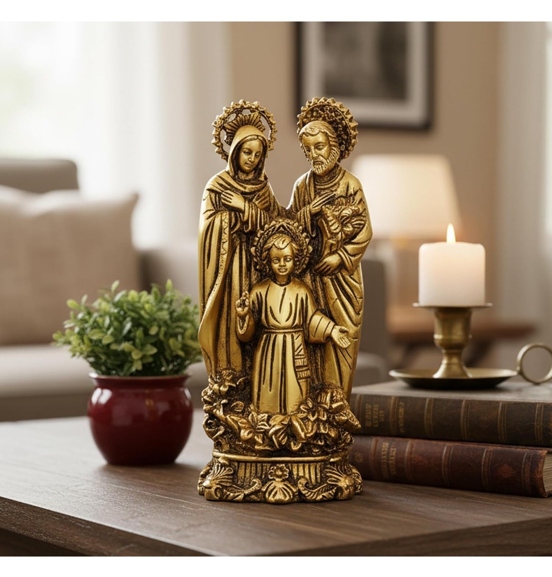 StonKraft - Brass Holy Family of Mother Mary, Joseph, Jesus Christ Idol...