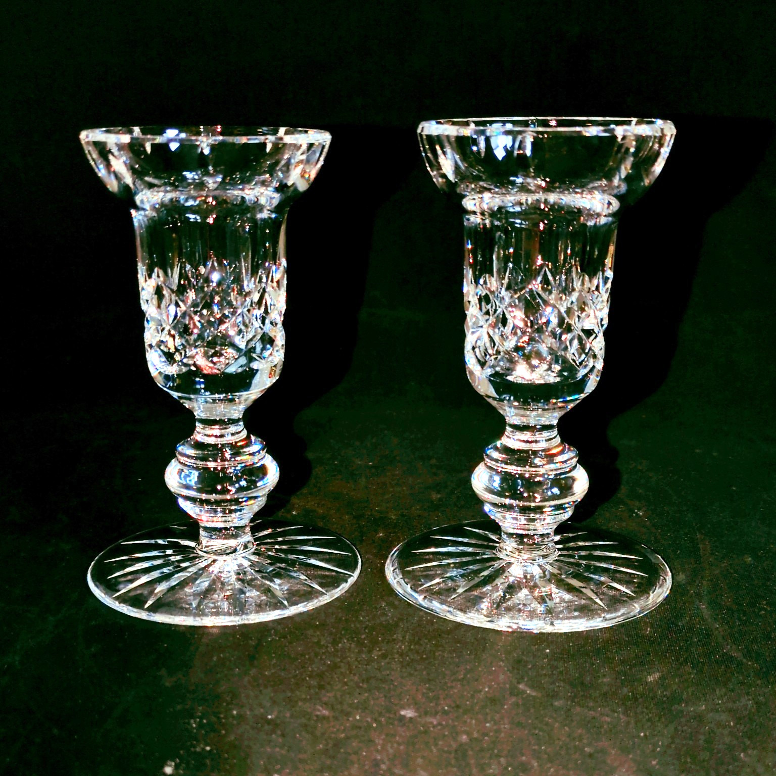 WATERFORD GIFTWARE SINGLE CANDLE HOLDERS, Cut Lead Crystal, 4 3/8\
