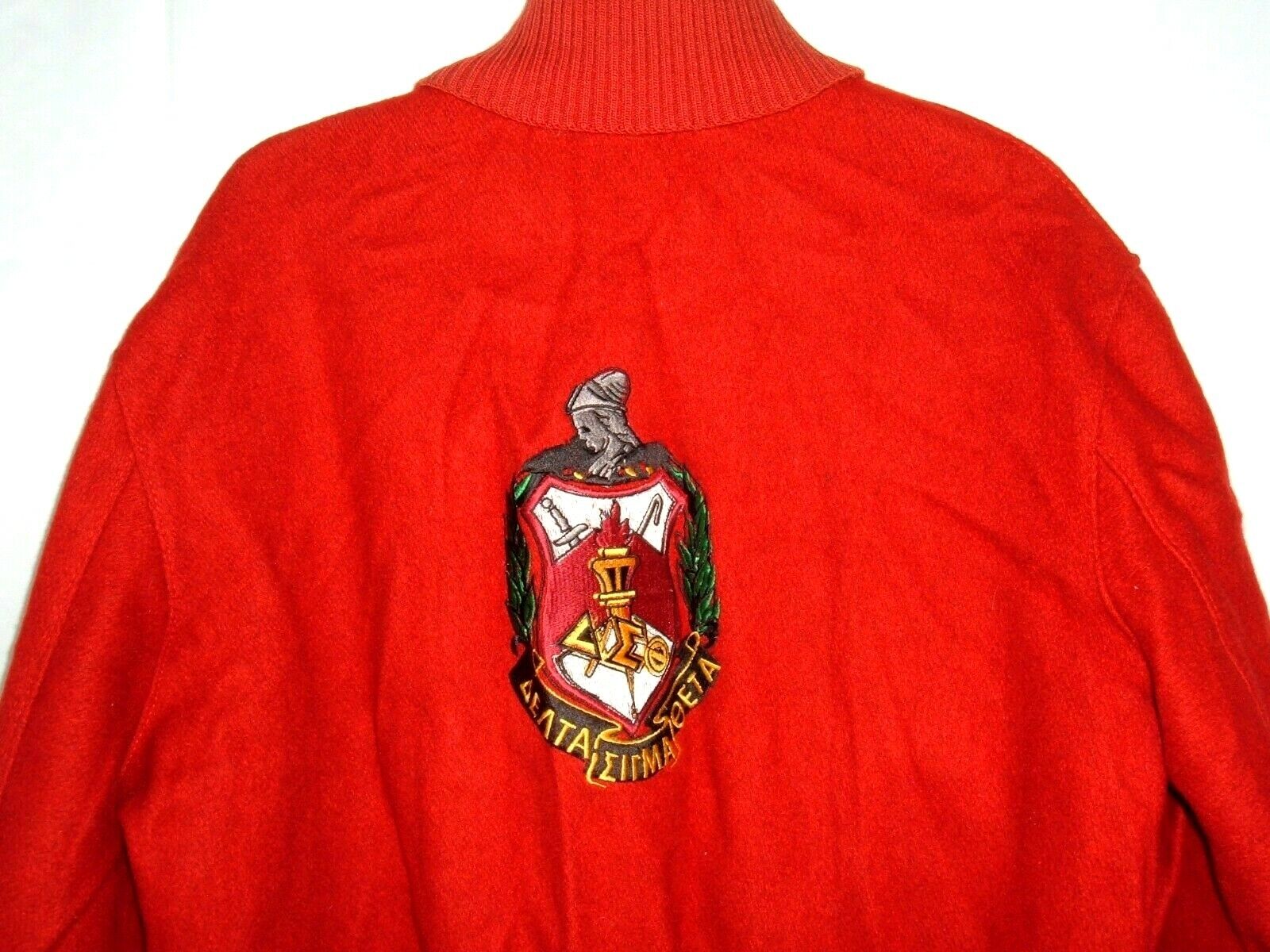 Vintage Sorority Jacket Delta Sigma Theta Delong USA Sz 42 Red Wool frat coat  