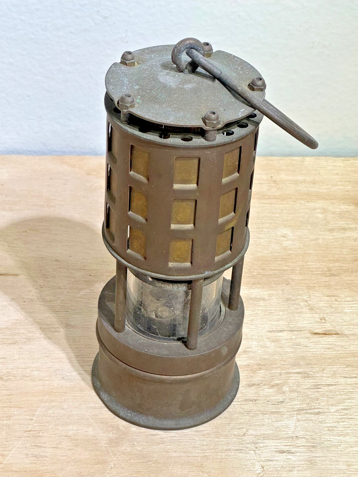 Antique Koehler 289-1A Brass Miners Safety Lamp Lantern Marlboro Mass Sold AS-IS