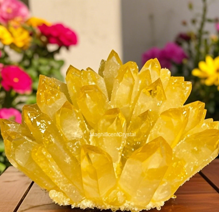 2026Rare 300g Natural Citrine Crystal Cluster Raw Healing Energy Home Decor Gift