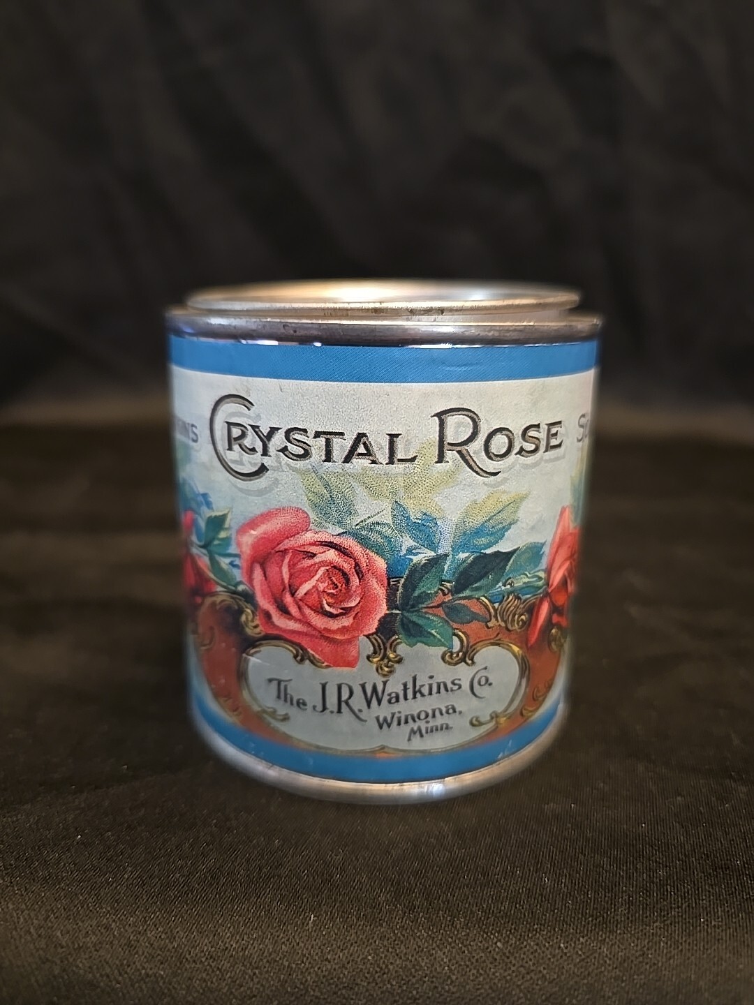 Vintage JR Watkins Can  CANDLE Crystal Rose Advertisement