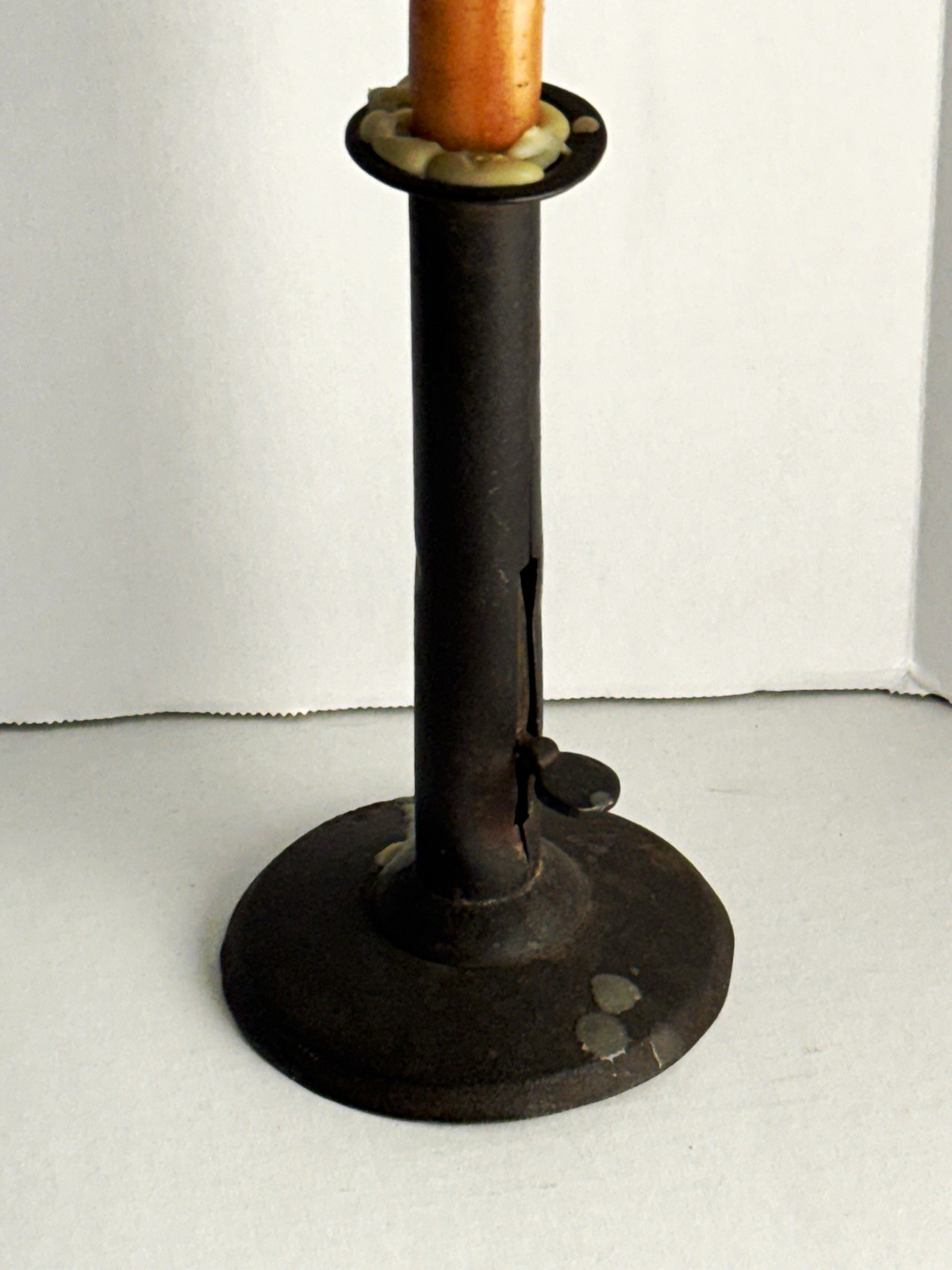 Metal Antique Hog Scrapper Candle Holder